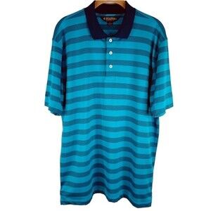 Brooks Brothers Men's Blue Stripe Tennis Golf Polo Shirt Size L